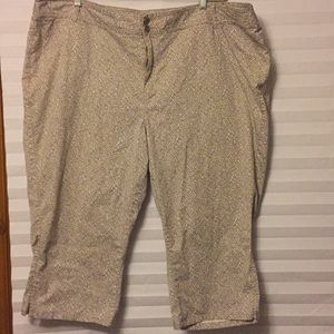 Tan, white and brown capris